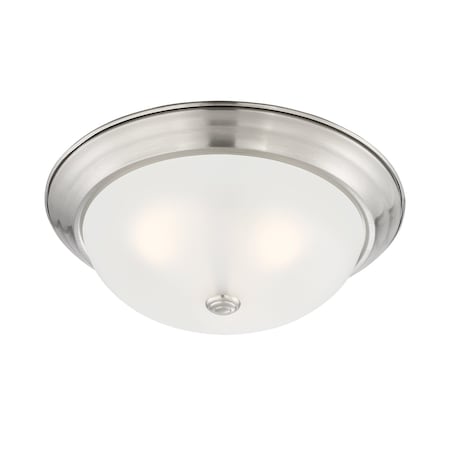 Designers Fountain 15in 3-Light Satin Platinum Interior Ceiling Light Flush Mount with Etched Glass Shade 1257L-SP-W